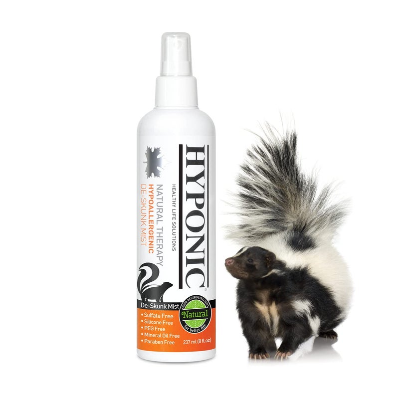 HYPONIC Hypoallergenic Premium De-Skunk Mist 8.01 oz for All Pets - Safe, Non-Toxic Skunk Odor Remover - Image 1